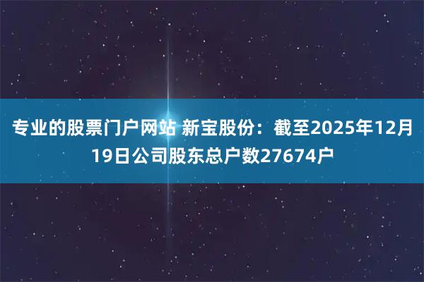 专业的股票门户网站 新宝股份：截至2025年12月19日公司股东总户数27674户